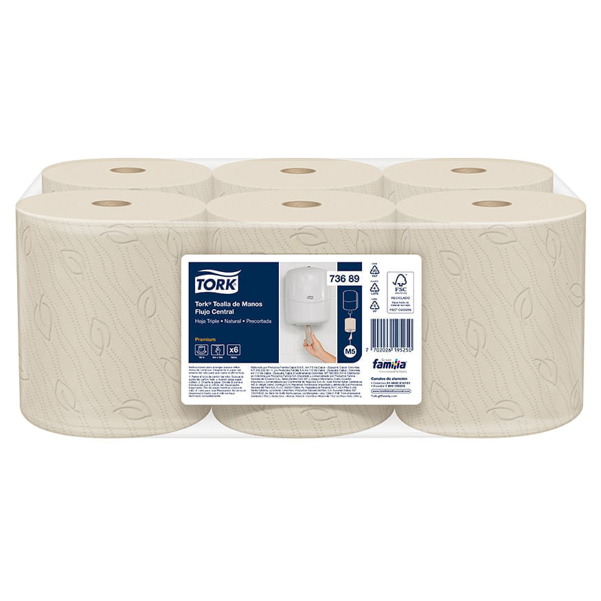 Toalla Center Flow Tork Natural 3h 100m 73689
