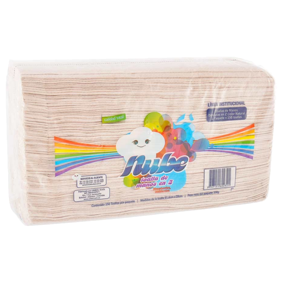 Toalla Mano Z Natural Doble Hoja Nube x150 x24