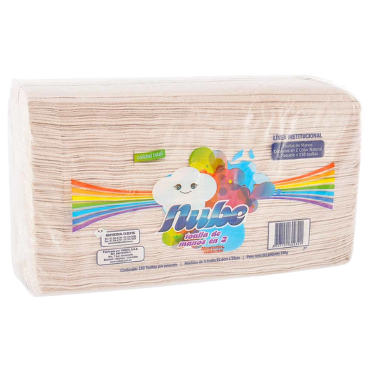 Toalla Mano Z Natural Doble Hoja Nube x150 x24
