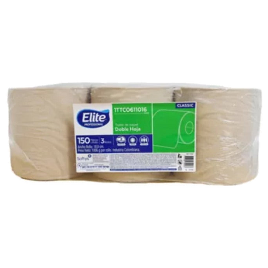 Toalla Rollo Elite Triple Hoja Natural 3 x 150 mts