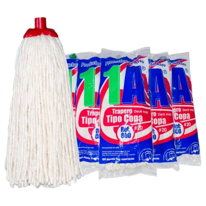 Trapero mecha repuesto marca 1A color blanco para limpieza profesional