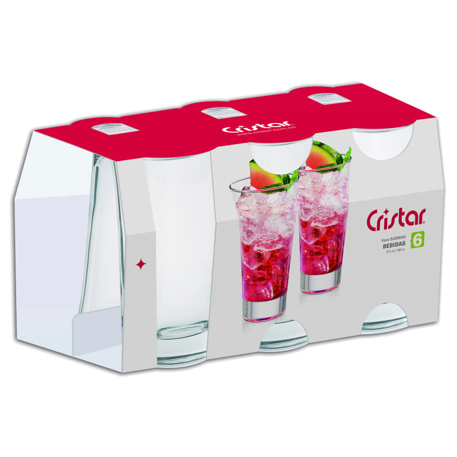 Vaso Barman Bebidas Cristar para servicio en barra y mesa
