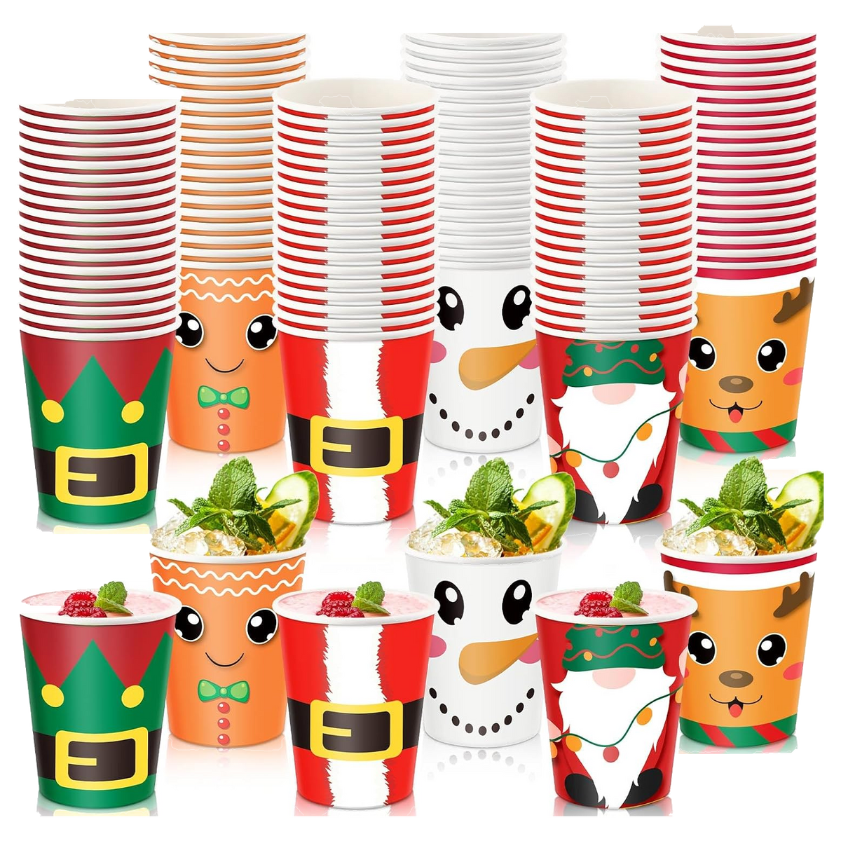 Vaso de papel 9 oz Santa Navidad desechable para bebidas frías y calientes